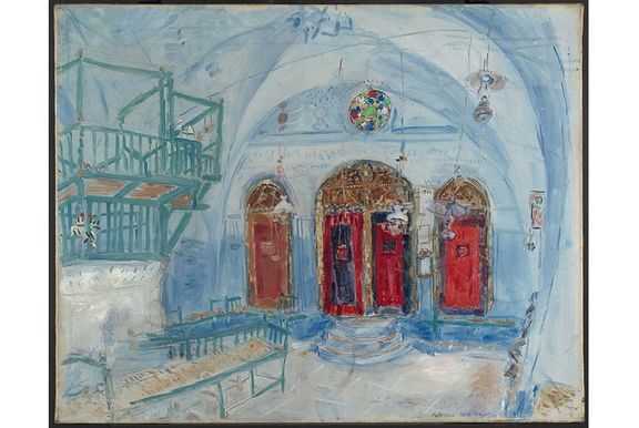 Pod Chagallovým plátnem Synagoga v Safedu z roku 1931 se skrývá výjev podobý Chagallově kresbě jeho dcery Idy.