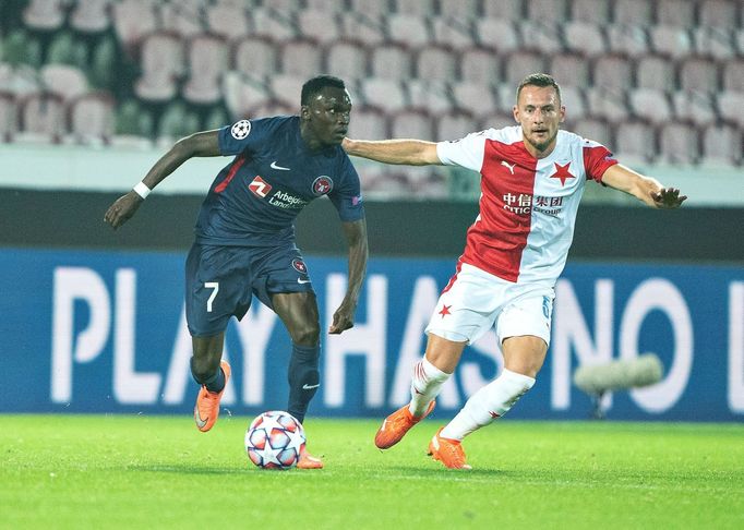 Pione Sisto a David Zima v odvetě 4. předkola LM Midtjylland - Slavia Praha