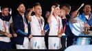 Soccer Football - Argentina team arrives to Buenos Aires after winning the World Cup  - Buenos Aires, Argentina - December 20, 2022 Argentina's Lautaro Martinez and Julia