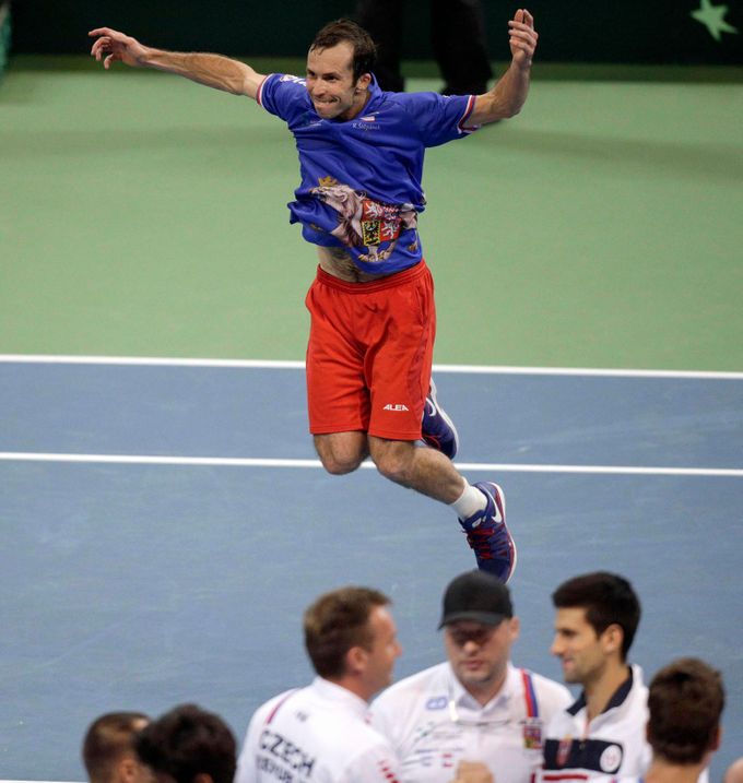 Radek Štěpánek ve finále Davis Cupu 2013.
