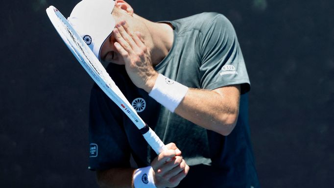 Tennis - Australian Open - Melbourne Park, Melbourne, Australia - January 16, 2024 Netherlands' Tallon Griekspoor reacts during his first round match against Russia's Rom