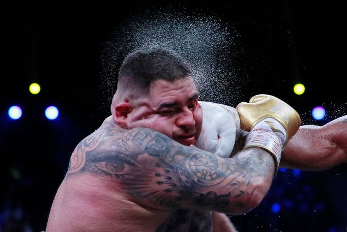 Boxing - Andy Ruiz Jr v Anthony Joshua - IBF, WBA, WBO &amp; IBO World Heavyweight Titles - Diriyah Arena, Diriyah, Saudi Arabia - December 7, 2019. Andy Ruiz Jr in actio