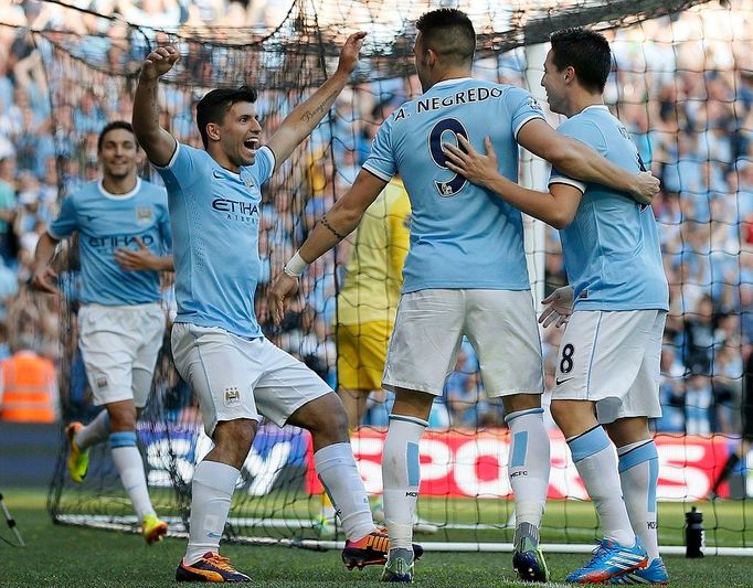 Manchester City vs. United, utkání Premier League (Agüero, Negredo, Nasri)