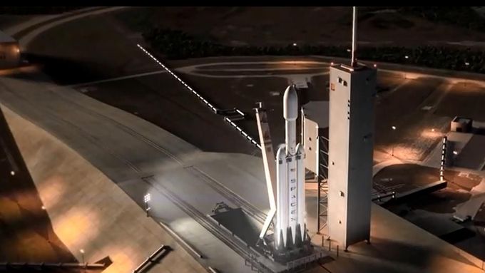Nová nosná raketa společnosti Space X Falcon Heavy.