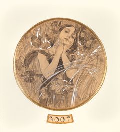 Alfons Mucha: Srpen, 1899, běloba a tužka na papíře, soukromá sbírka.