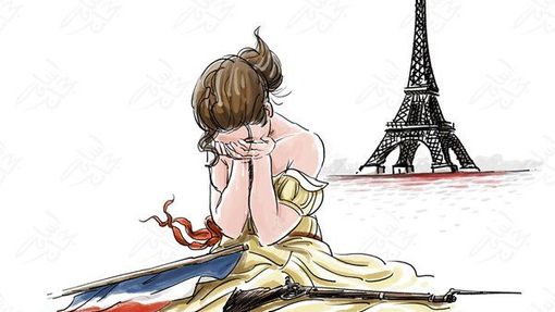 Paříž po útocích. Tak na Twitteru reagoval jordánský kreslíř Osama Hajjaj.