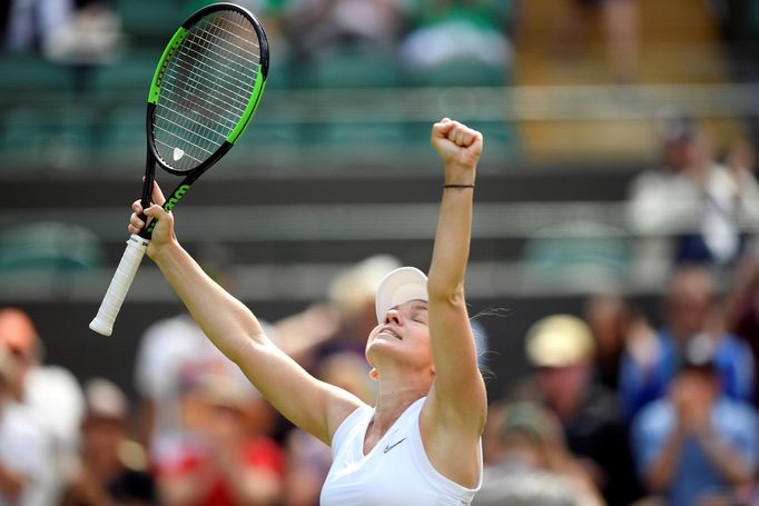 Simona Halepová v prvním kole Wimbledonu.