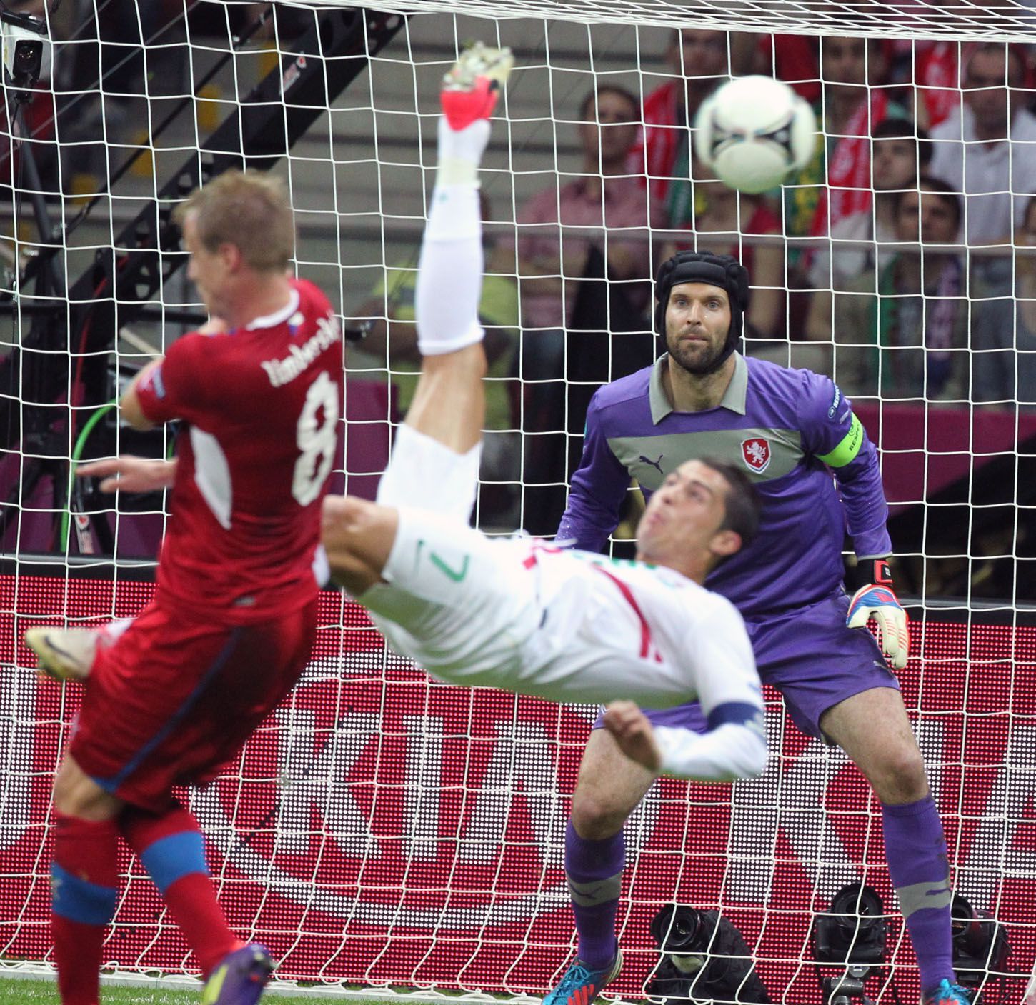 Cristiano Ronaldo v zápase s Českem