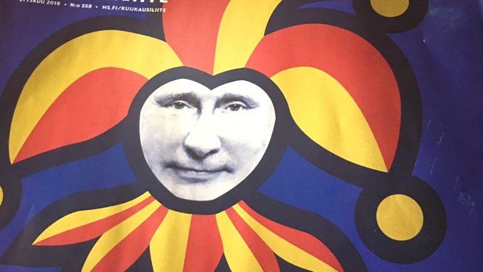 Upravené logo helsinského Jokeritu s hlavou ruského prezidenta Vladimira Putina.