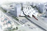 Plánovaná podoba vídeňského hlavního nádraží v roce 2012 z ptačí perspektivy
