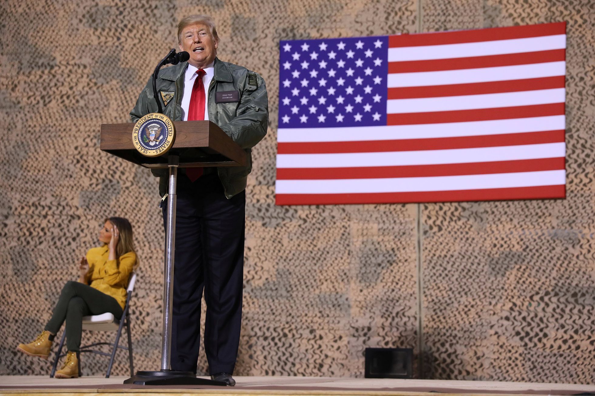 Americký prezident Donald Trump navštívil vojáky v Iráku