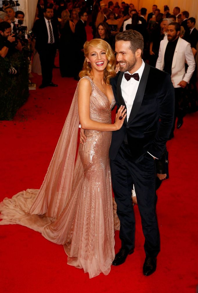 Actress Blake Lively and her husband actor Ryan Reynolds arrive at the Metropolitan Museum of Art Costume Institute Gala Benefit celebrating the opening of &quot;Charles