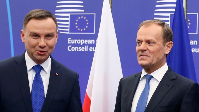Polský prezident Andrzej Duda a předseda Evropské rady Donald Tusk.