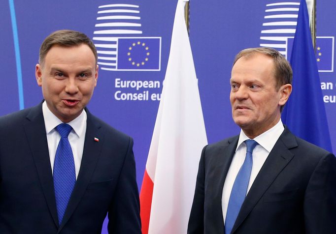 Polský prezident Andrzej Duda a předseda Evropské rady Donald Tusk.