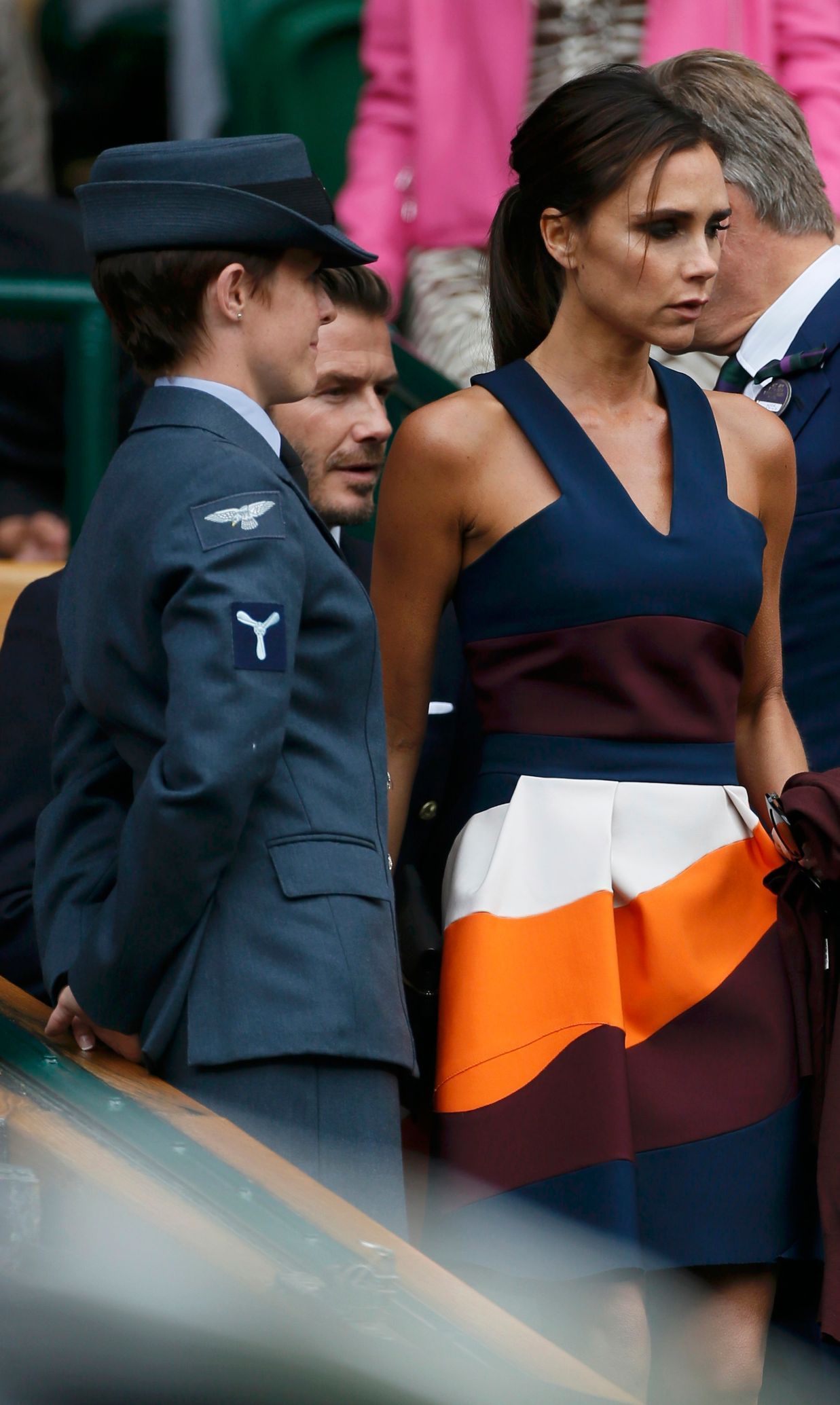 Victoria Beckham a David Beckham na Wimbledonu 2014
