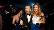 Aaron Paul a Anna Gunn na plese po vyhlášení cen Emmy.