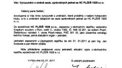 Dokument: plná moc HC Plzeň pro Svobodu a Straku