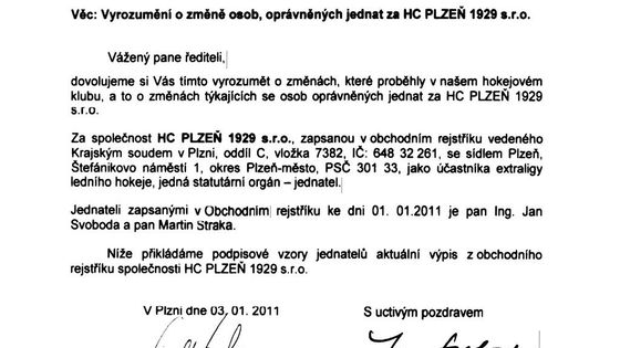 Dokument: kdo smí mluvit za HC Plzeň