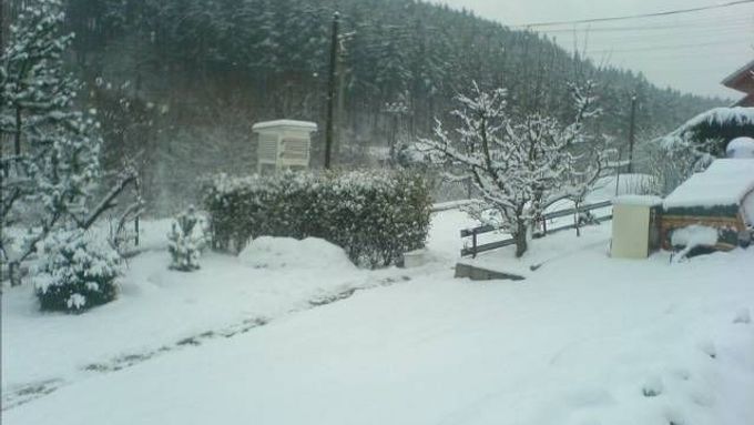 V Jihlavě stále slabě sněží, celkově zatím napadlo 10 cm, píše amatérský meteorolog Petr Janoušek.