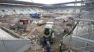 Slávistický stadion Eden je před dokončením, finišují poslední výstavby (leden 2008).