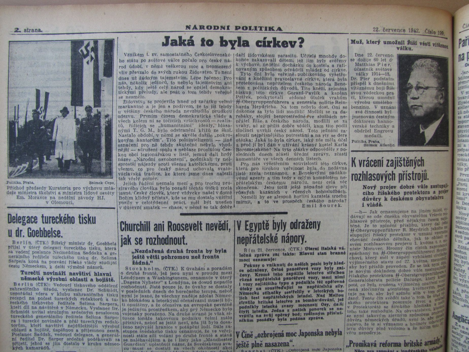 Česká pravoslavná církev. Štvavá kampaň v tisku v létě 1942.