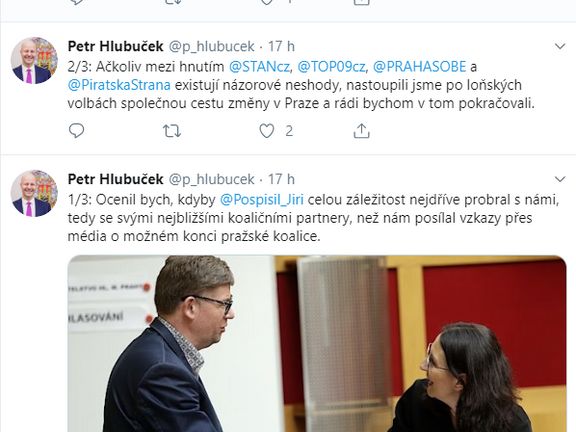 Z Twitteru Petra Hlubučka