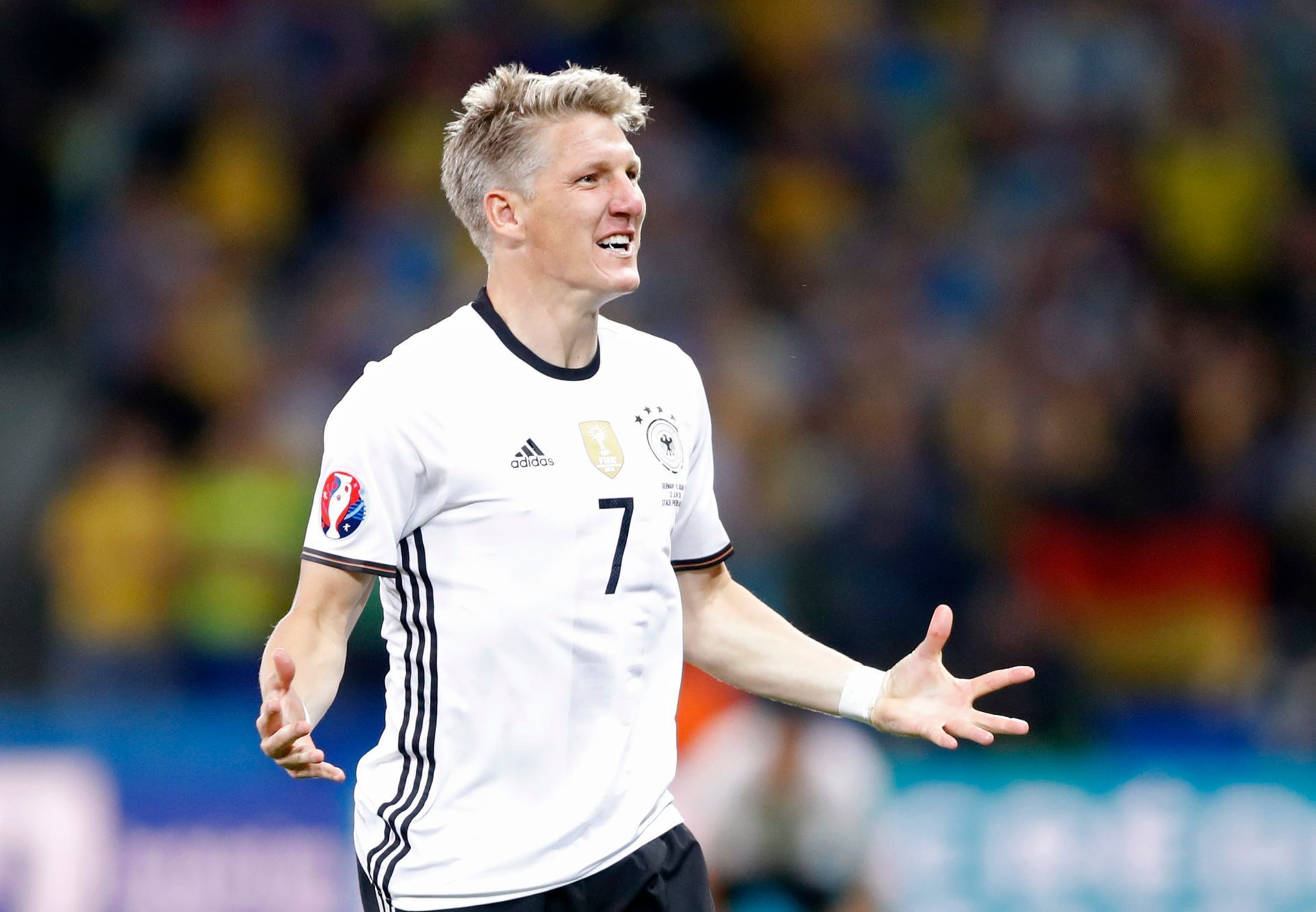 Euro 2016, Německo-Ukrajina: Bastian Schweinsteiger slaví gól na 2:0