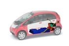 Uspořádání bude v Peugeotu stejné jako v sesterském Mitsubishi MiEV. tedy akumulátory pod podlahou a elektrický motor vzadu
