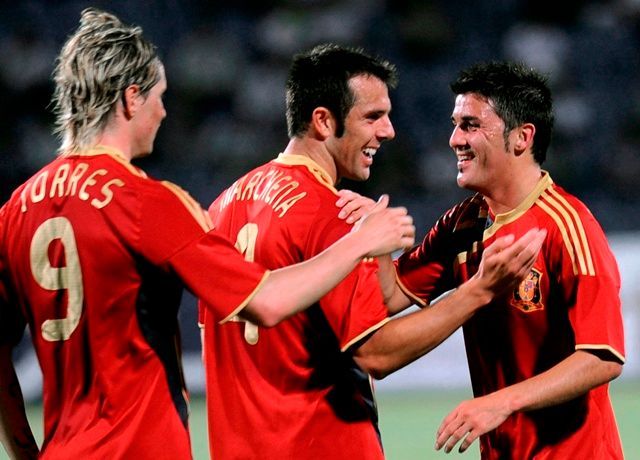 David Villa, Torres oslavují výhru Španělska