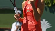 Ana Ivanovičová a její typické gesto ve finále Indian Wells.