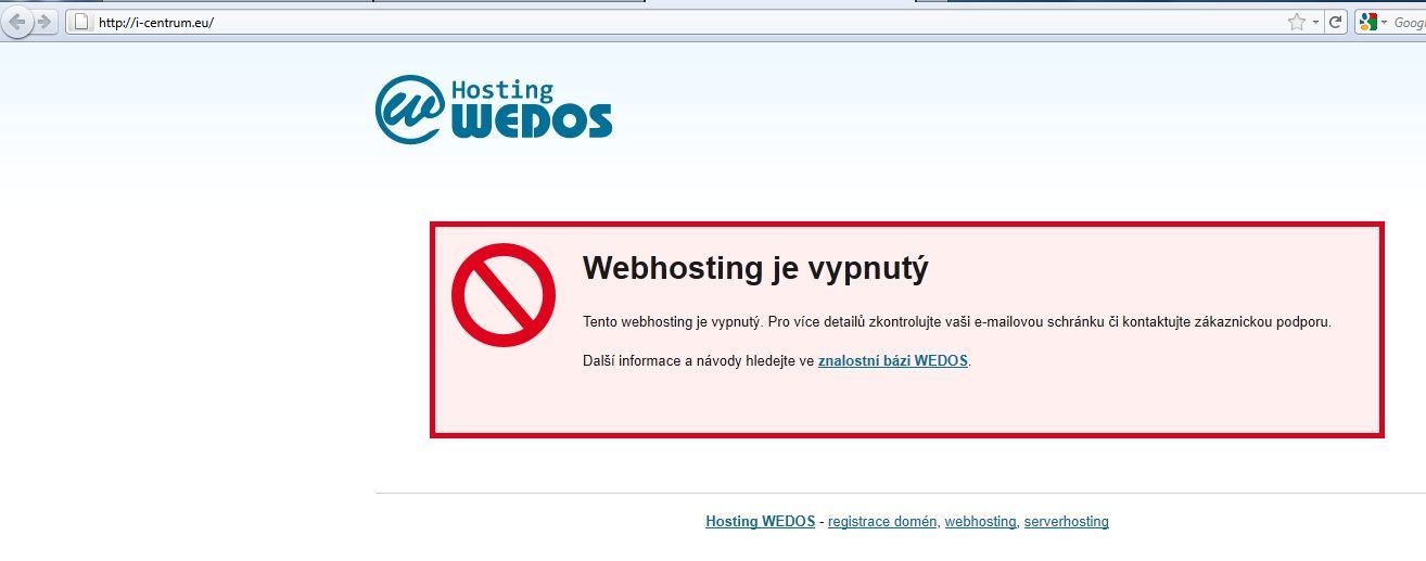 Podvodný eshop - webhosting vypnutý