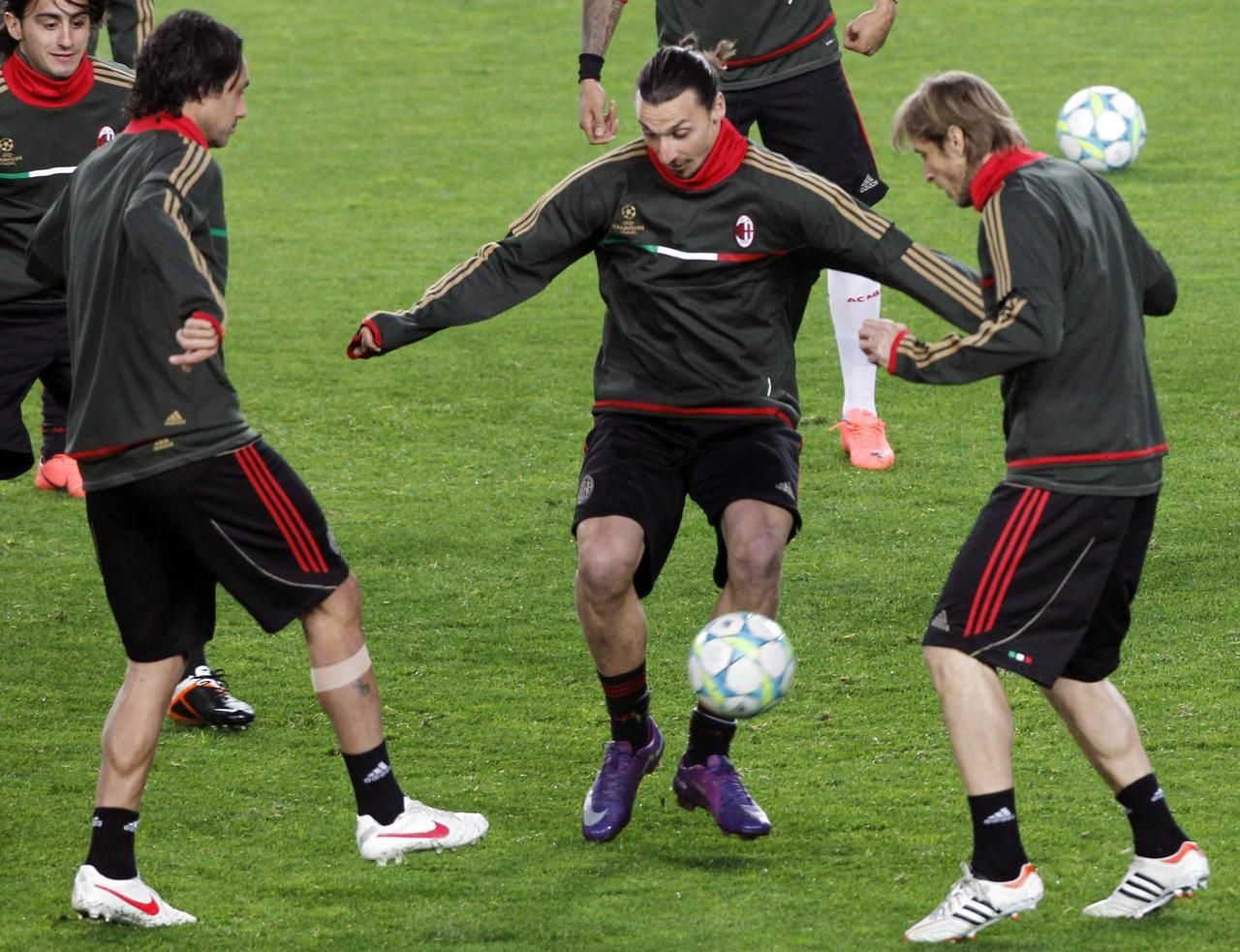 Zlatan Ibrahimovič při tréninku v Barceloně - tým AC Milán