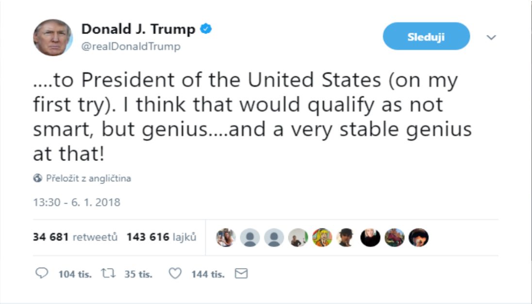 Trumpův Twitter: Stabilní génius
