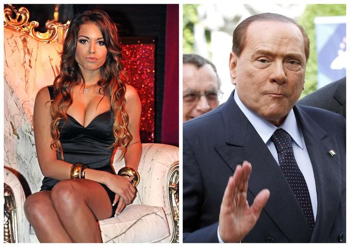 Marocká tanečnice Karima Mahrúgová, zvaná Ruby, a někdejší italský premiér Silvio Berlusconi.