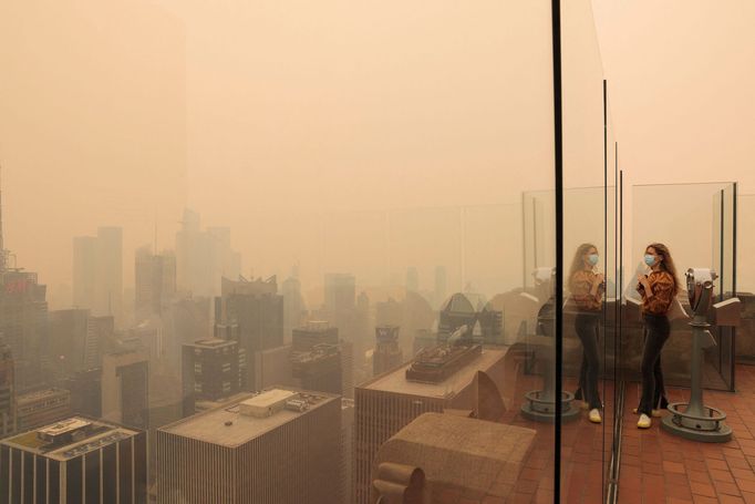 Znečištěný vzduch v New Yorku kvůli lesním požárům v Kanadě.