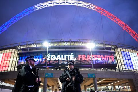 Stadion ve Wembley před fotbalovým zápasem Anglie - Francie
