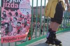 Inline skaters were welcome and present at the Prague Critical Mass Ride.