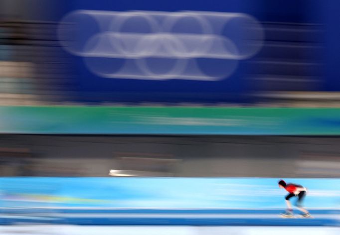 Martina Sáblíková v závodě rychlobruslařek na 5000 m na ZOH v Pekingu 2022