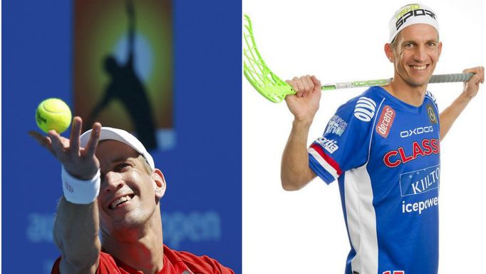 Jarkko Nieminen koláž, tenis a florbal