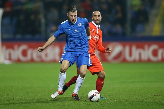 Liberec - Fiorentina, Evropská liga 2016/17. Radim Breite a Borja Valero