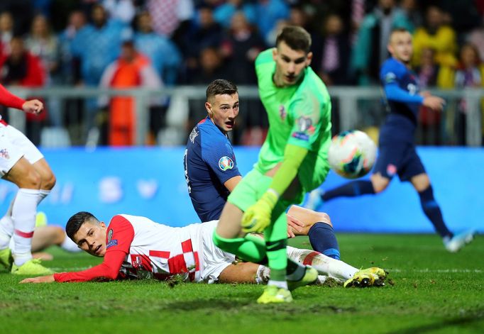 Soccer Football - Euro 2020 Qualifier - Group E - Croatia v Slovakia - HNK Rijeka Stadium, Rijeka, Croatia - November 16, 2019  Slovakia's Robert Bozenik scores their fir