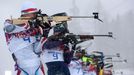 Soči 2014, biatlon hromadný start M: Ondřej Moravec a Emil Hegle Svendsen