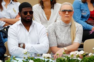 P. K. Subban a jeho snoubenka Lindsey Vonnová při sledování French Open 2019.