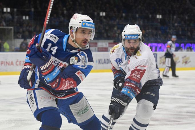 37. kolo hokejové extraligy 2019/20, Kladno - Brno: Tomáš Plekanec a Jaromír Jágr.