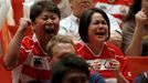 Japan's IRB Rugby World Cup 2015 Pool B match against Scotland in Gloucester, England, at a public viewing event in Tokyo, Japan, September 23, 2015. REUTERS/Toru Hanai