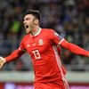 fotbal, kvalifikace ME 2020, Slovensko - Wales, Kieffer Moore slaví gól
