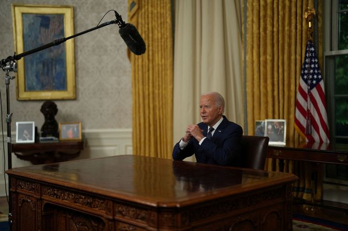 Americký prezident Joe Biden při svém projevu z Oválné pracovny po atentátu na Donalda Trumpa.