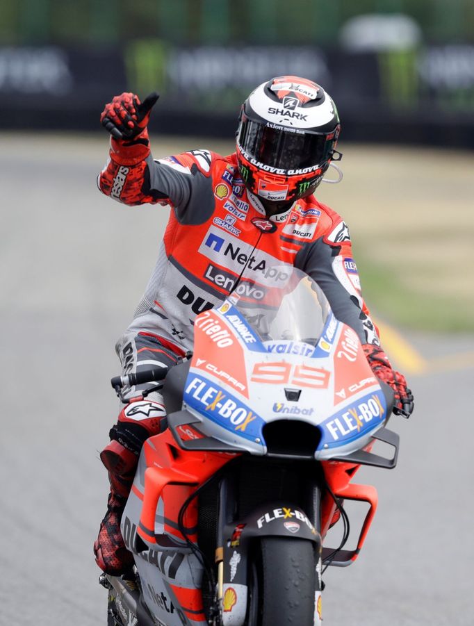 Jorge Lorenzo na Ducati v závodě MotoGP v Brně 2018.