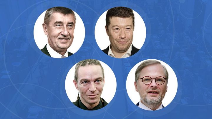 Lídři, nebo šíbři? Jak voliči vnímají Babiše, Fialu, Bartoše a Okamuru?; Zdroj foto: Aktuálně.cz