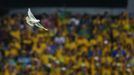 A dove flies after being released before the start of the 2014 World Cup opening match between Brazil and Croatia at the Corinthians arena in Sao Paulo June 12, 2014. REU